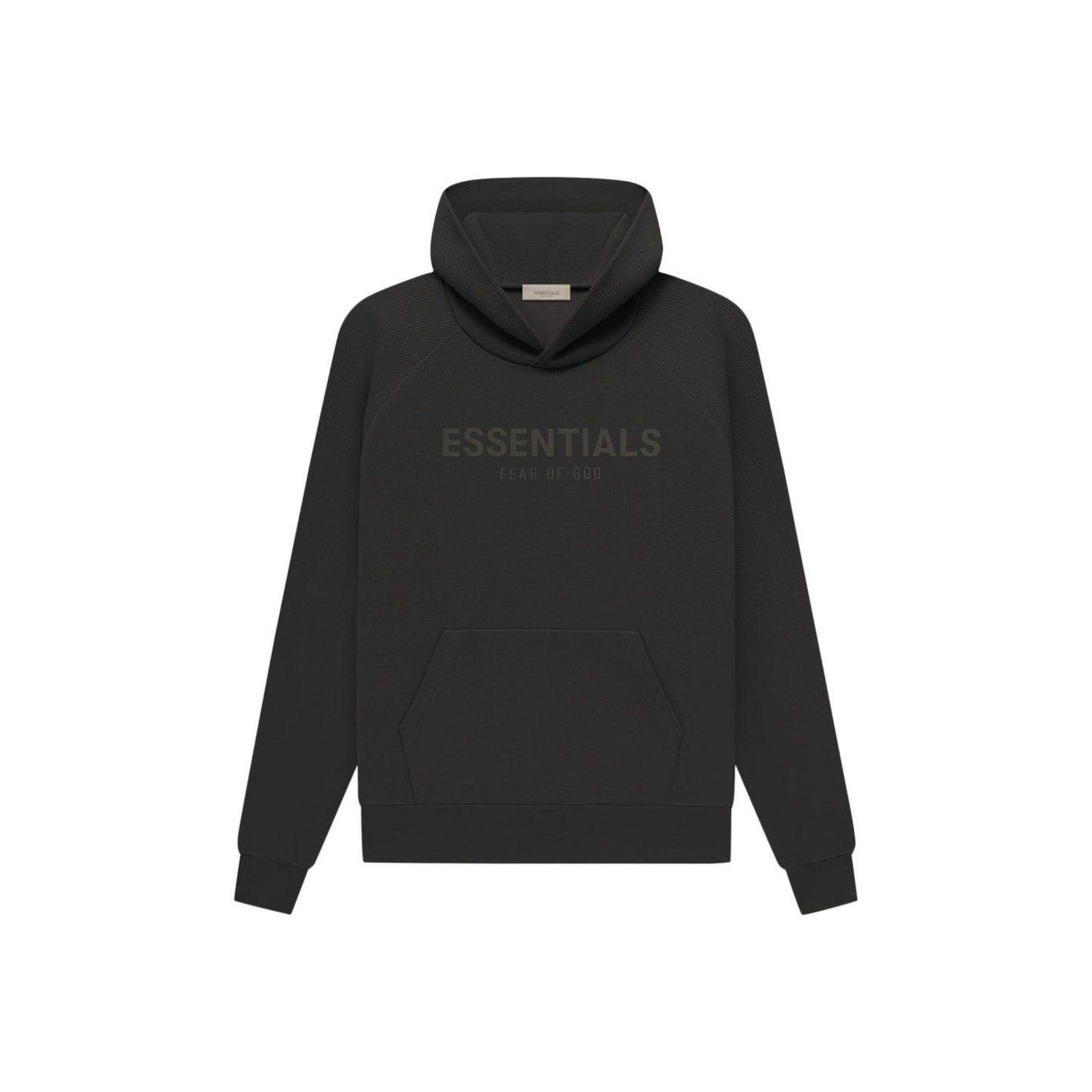 Fear of God Essentials Waffle Raglan Hoodie Off Black SS23