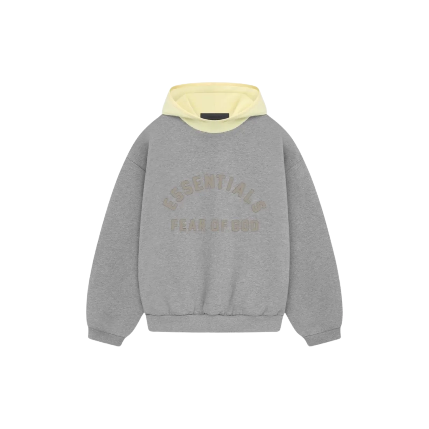 Fear of God Essentials Nylon Fleece Hoodie Dark Heather Oatmeal Garden Yellow SS24