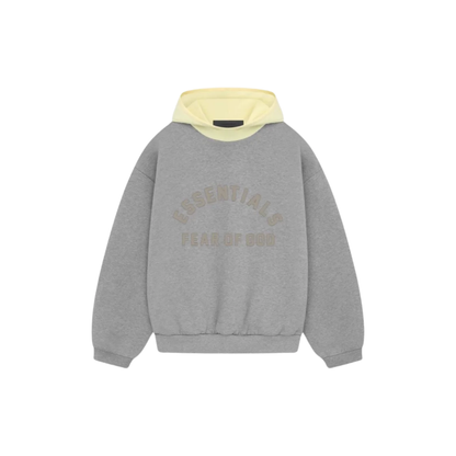 Fear of God Essentials Nylon Fleece Hoodie Dark Heather Oatmeal Garden Yellow SS24