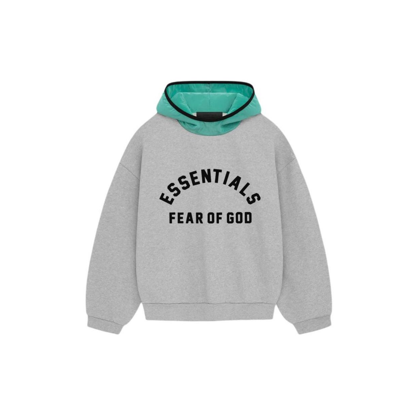 Fear of God Essentials Nylon Fleece Hoodie Light Heather Grey Mint Leaf SS24
