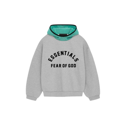 Fear of God Essentials Nylon Fleece Hoodie Light Heather Grey Mint Leaf SS24